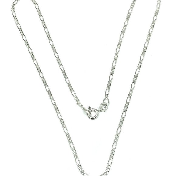Super Fine - Italian Sterling Silver 1.7 mm Mini Figaro Link Chain Necklace 16" - Picture 5 of 7